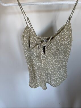 Abercrombie & Fitch Olive Green Floral Tie-Front Cami